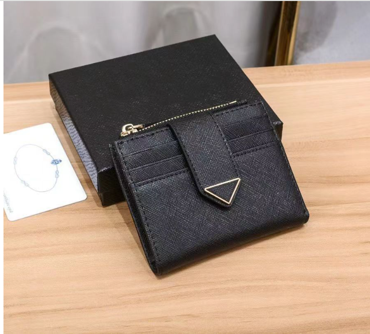 New ins cowhide wallet short buckle two-fold card holder coin purse multifunctional large capacity fashionable cute