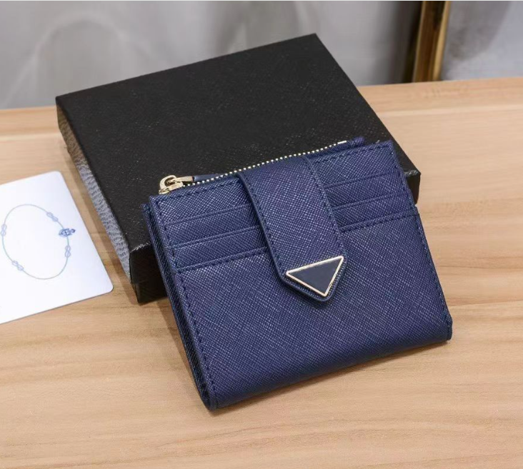 New ins cowhide wallet short buckle two-fold card holder coin purse multifunctional large capacity fashionable cute