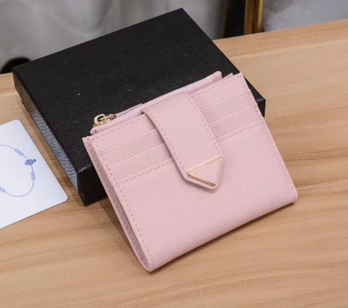 New ins cowhide wallet short buckle two-fold card holder coin purse multifunctional large capacity fashionable cute