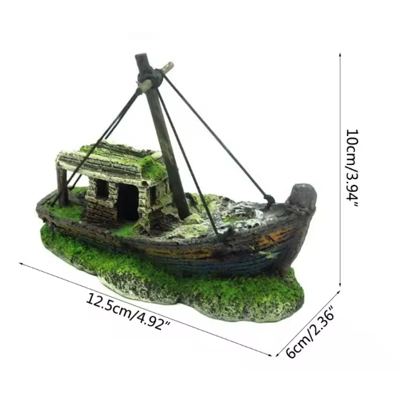 Aquarium Sinking Ship Decorations Sunken Ship Ornaments Eco-Friendly Resin Material Shipwreck Cave Betta Hideout