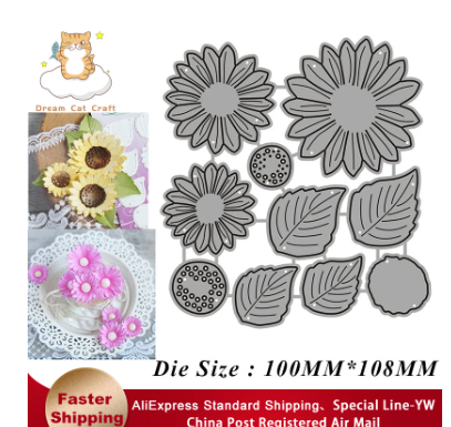 3D Sunflower Combination Metal Cutting Dies Stencil DIY Scrapbooking Album Paper Card Template Mold Embossing Craft Decoration