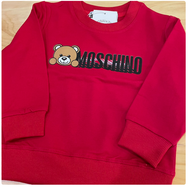 Parent-child clothing trendy brand children's clothing 2024 autumn and winter new style letter bear girls pure cotton pullover sweatshirt boys plus velvet
