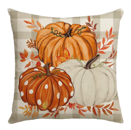 New Thanksgiving Autumn Pillow with Pumpkin Maple Leaf Hand Drawn Text Home Cushion and Pillow Cover