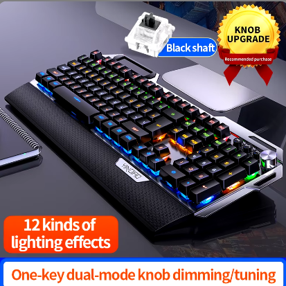 104 Keys Aluminum Metal Board 60% RGB Backlit Gaming Mechanical Keyboard with Volume Button