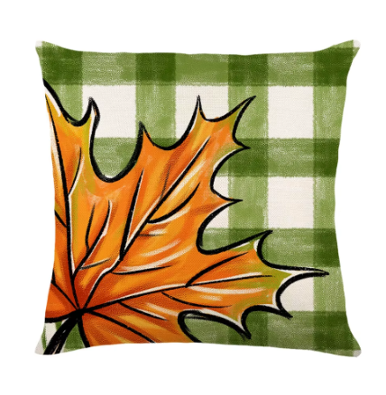 Thanksgiving Green Cushion Cover Sofa Home Decoration Pumpkin Print Cushion Cover Autumn Pillow