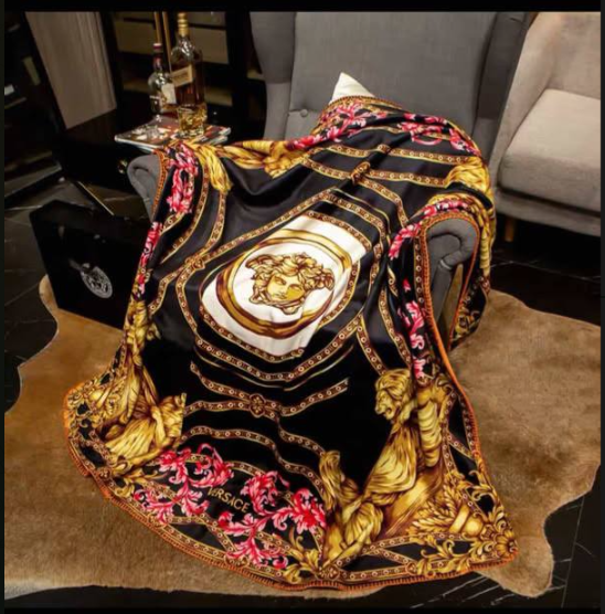 European style high gram weight brocade fox fur thickened light luxury blanket sofa decoration blanket autumn and winter office nap shawl blanket