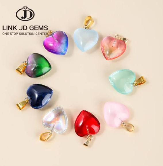 Valentine's Day Charms Crystal Glass Love Heart Beads Charms Pendant DIY Jewelry Making Necklaces Earrings Accessories