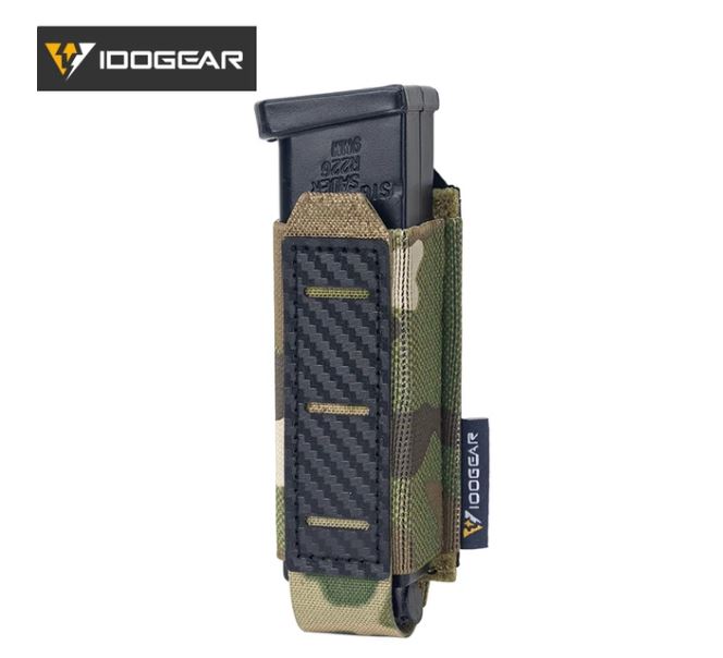 IDOGEAR Tactical Mag Pouch 9mm Single Mag Carrier Carbon fiber MOLLE Pouch Camo 3589