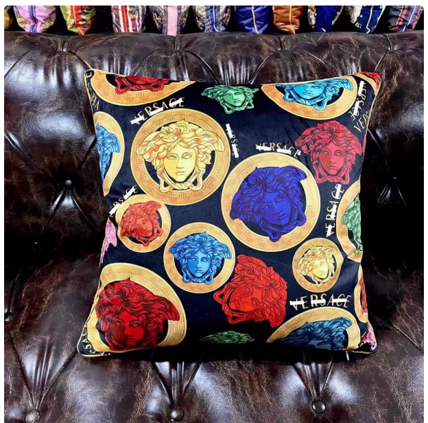 Palace light luxury gold tassel pillow European style living room double-sided printing sofa decorative cushion waist pillow with core