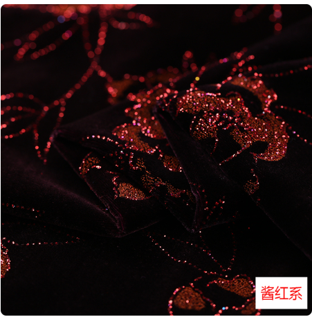 Bronzed natural mulberry silk velvet fabric for dress thickening fabric cheongsam dress velvet fabric burnout silk cloth
