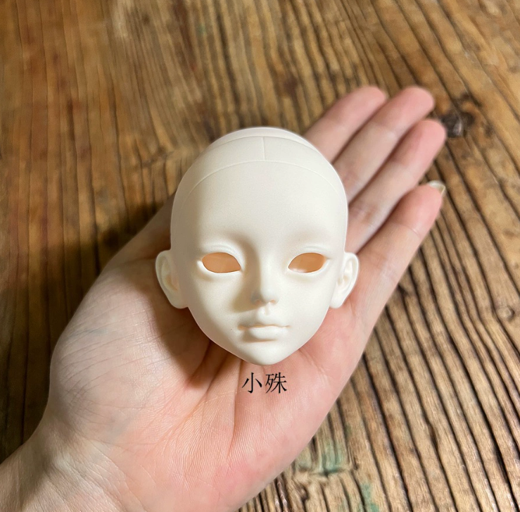6 points mjd real-life style vinyl practice makeup bald head with open cover and replaceable eyes 30 cm doll head