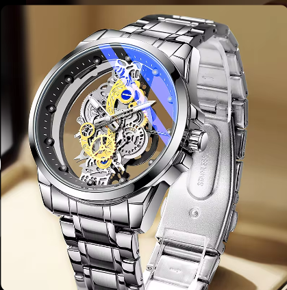 Luxury Design Custom Personalized Business Steel Skeleton Quartz Watch For Men