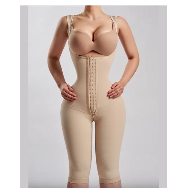 New Full Body Shaping Faja With Zipper Slimming Sheath Woman Flat Belly Girdle Hourglass - Knee Length Shapewear