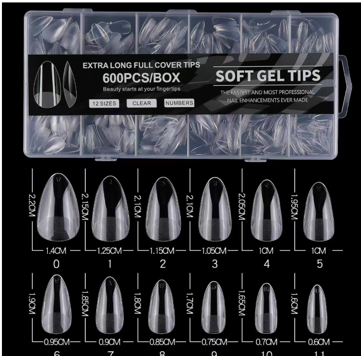 Nail tips, no need to carve thin short and long nail tips, semi-frosted, traceless, transparent frosted false nail tips 600 pieces