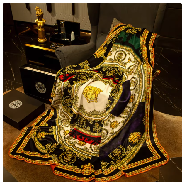 European and American high-end brocade fox fur blanket villa sofa decoration leisure blanket office nap car travel airplane cover blanket