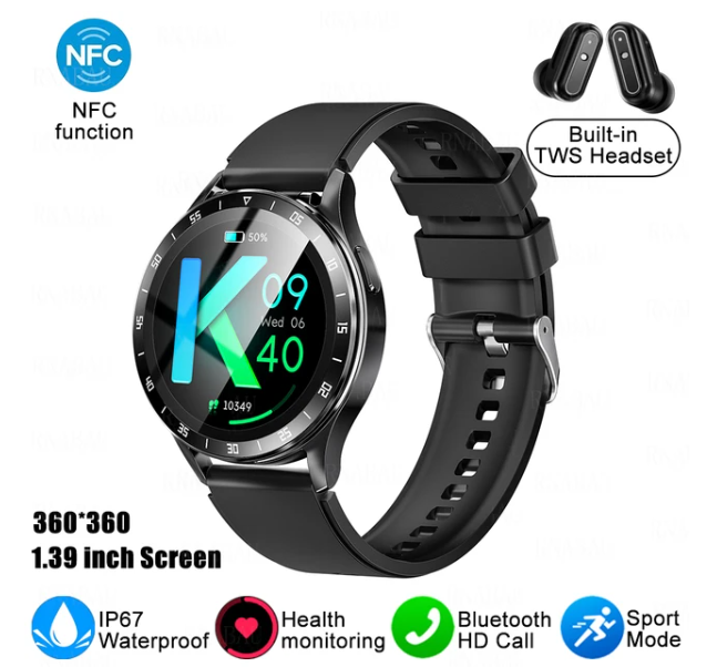 For HUAWEI 2024 X10 New 2 in 1 Smart Watch With Earbuds Smartwatch TWS Bluetooth Earphone Heart Rate Health Monitor Sports Clock