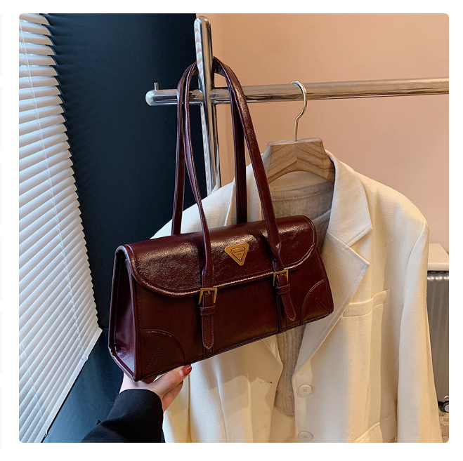 Autumn and winter retro Maillard brown small bag for women 2024 new versatile single shoulder underarm bag handbag baguette bag