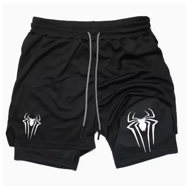 Men's Spider Print Compression Shorts, Gym Sports Training S