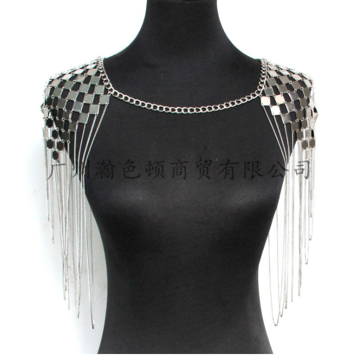 European and American fashion style exaggerated heavy metal texture tassel shoulder chain body chain AliExpress wish hot item