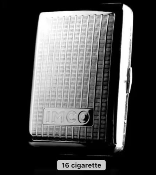 (20-16 pcs 84mm Cigarettes ) IMCO Cigarette Case Metal Silver Box