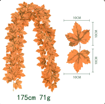 AYOYO Halloween Christmas Wall Hanging Simulation Maple Leaf Vine Artificial Green Plant