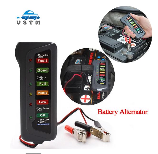 12V Auto Car Digital Battery Tester Alternator 6 LED Light for Cars Vehicle 12V Car Battery-Tester Diagnostic Tool Fit car motor