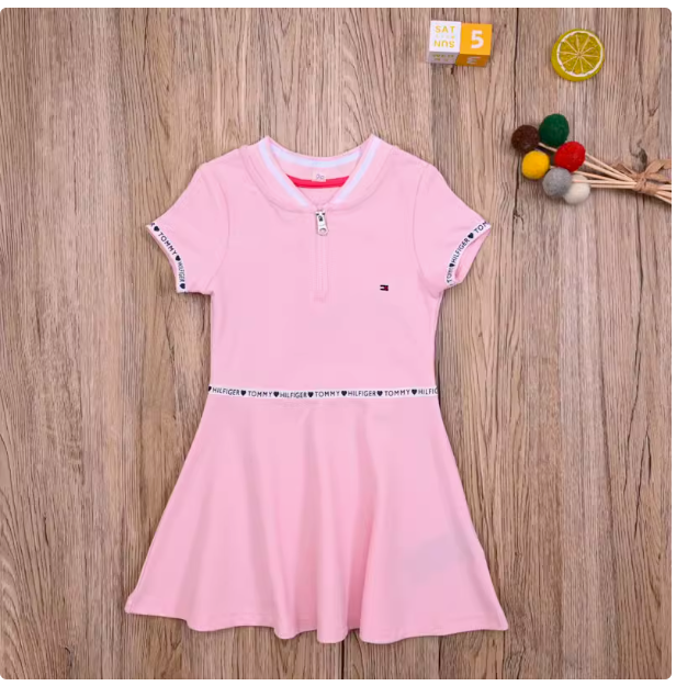 TM foreign trade girls summer style pearl cotton dress children baby cute casual ladies short-sleeved princess dress