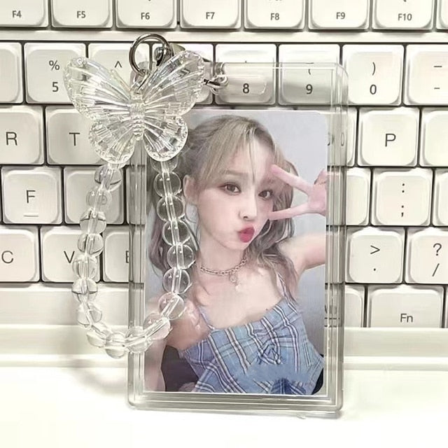 3 Inch Kpop Photocard Holder Crystal Butterfly Acrylic Transparent Photo Protector Holder Card Idol Photo Sleeves Stationery