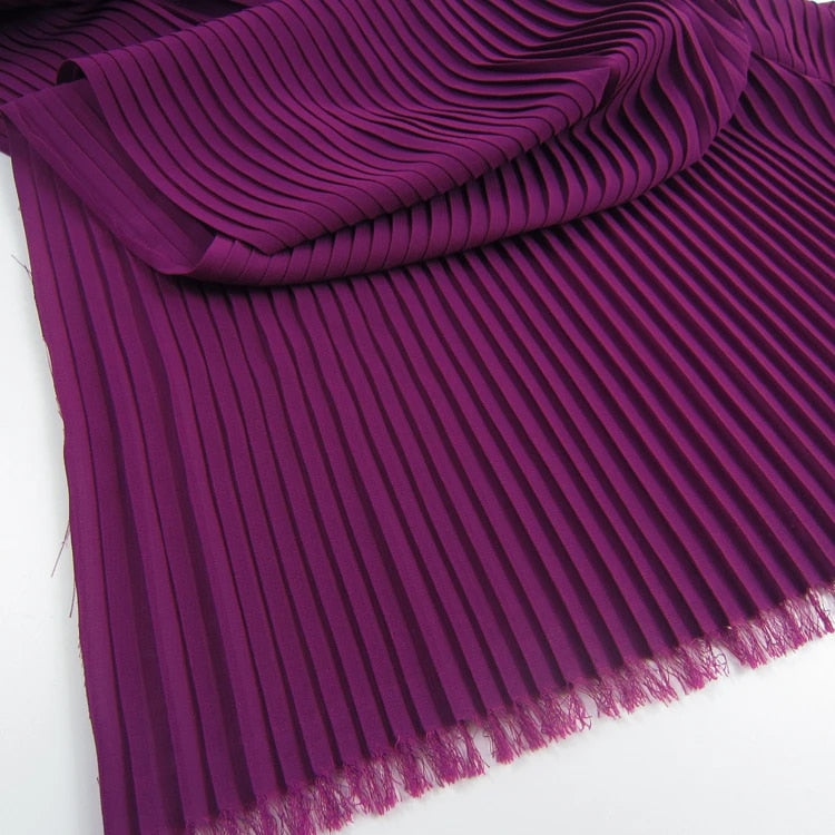 3 Meters 150CM 59" Wide Purple Ruffled Pleated Pearl Chiffon Fabric Dress Clothes Cloth Materials DIY Sewing Craft LX149