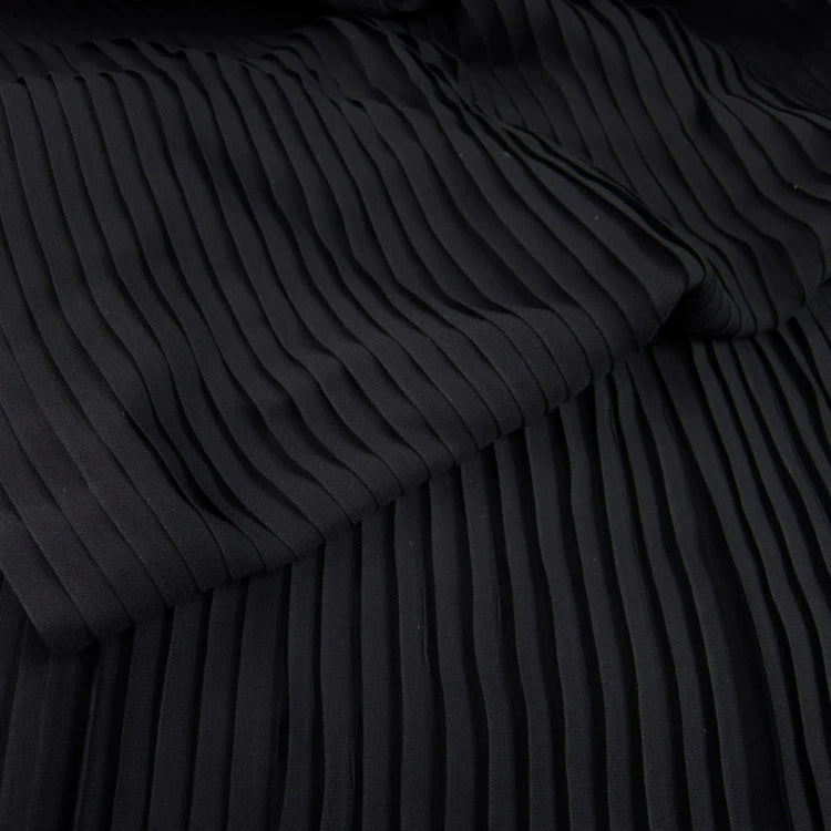 3 Meters Width 150CM 59" 75D Black Ruffled Pleated Crumple Silk Chiffon Lace Fabric Solid Dress Clothes Materials LX15