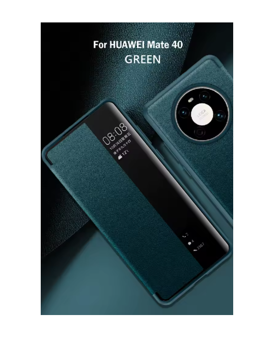 Vegan Leather SmartCase For Huawei Mate 40 30 40E 50 50E 60 Pro Flip Cover Magnetic Suction Side View Window Auto Wake Up Sleep