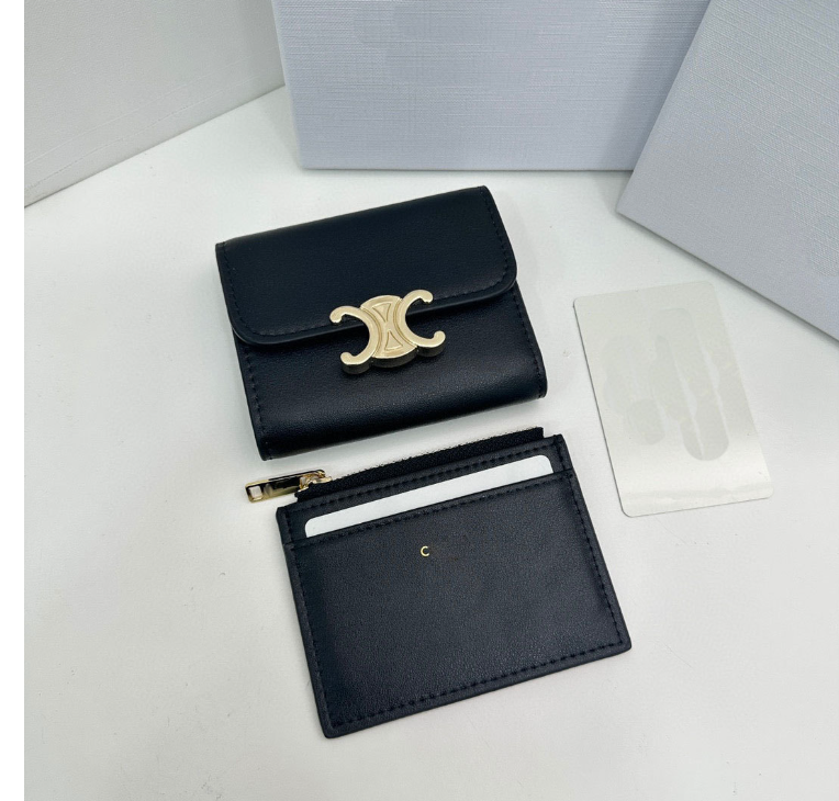 Popular short wallet Arc de Triomphe commuter card holder two-piece set detachable thin genuine leather card holder coin holder ID