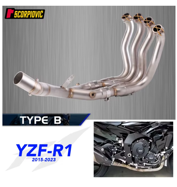 R1 60mm For YAMAHA YZF-R1 MT10 MT 2015-2019 Upgrade Motorcycle Exhaust System Modified Middle Front Link Pipe Motorbike Muffler