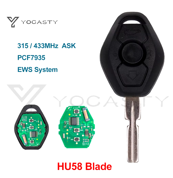 YOCASTY EWS System Remote Key 3 Buttons HU58 Blade 7935 Chip ID44 For 2000 2001 2002 2003 E38 E39 E46 BMW Z Z3 3 5 6 7 Series