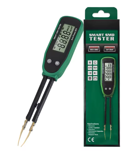 Smart SMD Tester LCD Display Auto Range Capacitance Resistance Continuity Diode Check Data Hold Rotable Tweezer Pin Multimeter