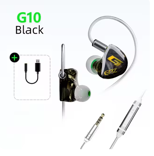 EPZ G10 Earphones Wired HIFI 10MM LCP Dynamic Driver IEM In Ear Monitor 0.78 2 Pin Detachable Cable Earbuds Gaming Headset