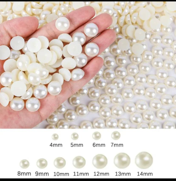 Off White Beige Half Round Flat back Pearls mix sizes 2 3 4 5 6 8 10 12mm-25mm all ABS imitation fashion beads to DIY nail art