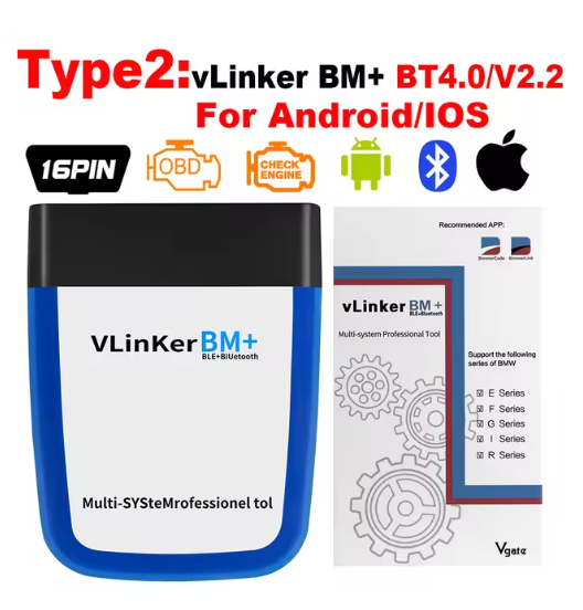 Vgate vLinker BM ELM327 V2.2 OBD2 Scanner Bluetooth-Compatible 4.0 Car Diagnostic Auto Tool Bimmercode PK ELM 327 For BMW