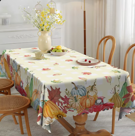 Autumn Pumpkin Tablecloth Printed Spill Resistant Festival Tablecloth for Thanksgiving Harvest Fall