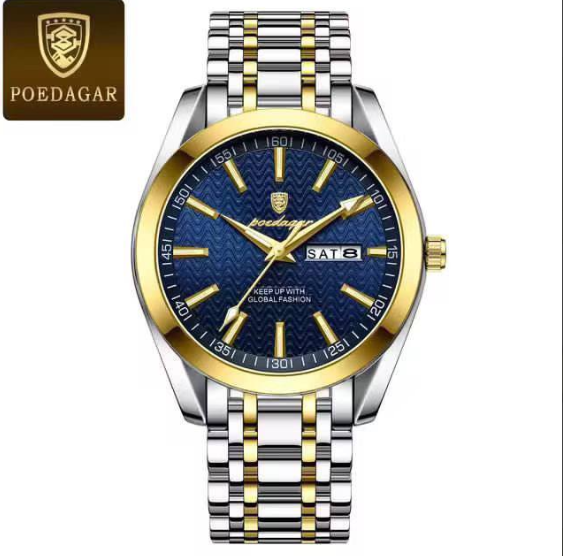 POEDAGAR 962 New Trend Hot Sale Watch Men Quartz Stainless Steel Calendar Waterproof Classic Luxury Business Watch Man Reloj