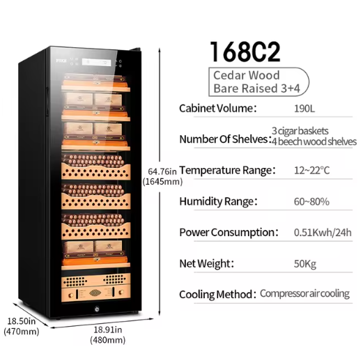 Electric Humidor 168C1 Fit For 1380 pcs Cigars Intelligent Cigar Humidor Cooler Refrigerator Cabinet Wine Energy Saving No Noise