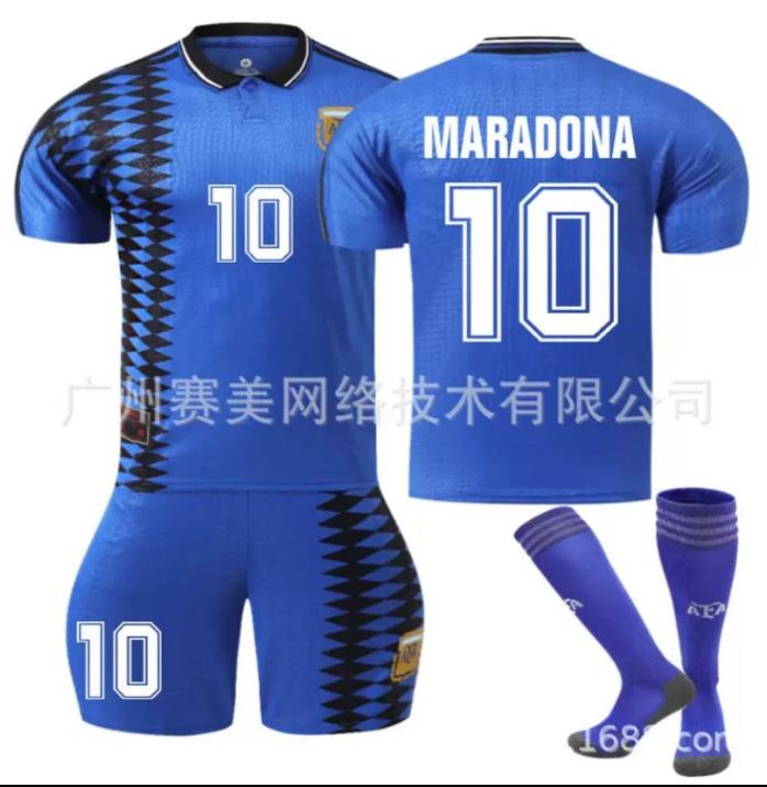 Argentina 1994 World Cup Away Retro Jersey Classic Jersey No. 10 King Maradona No. 10 Messi