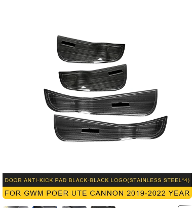 For GWM Poer Ute Cannon 2019 2020 2021 2022 Car Accessories Door Anti-kick Pad Protector Sticker Cover Frame Stainless Decal