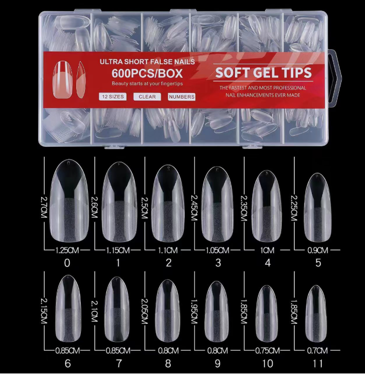 Nail tips, no need to carve thin short and long nail tips, semi-frosted, traceless, transparent frosted false nail tips 600 pieces