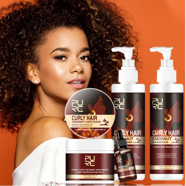 Private Label Afro Hair Care Set Coconut Curly Shampoo Natural Organic Africa 4C Hair Shampoo And Conditioner For Black Women