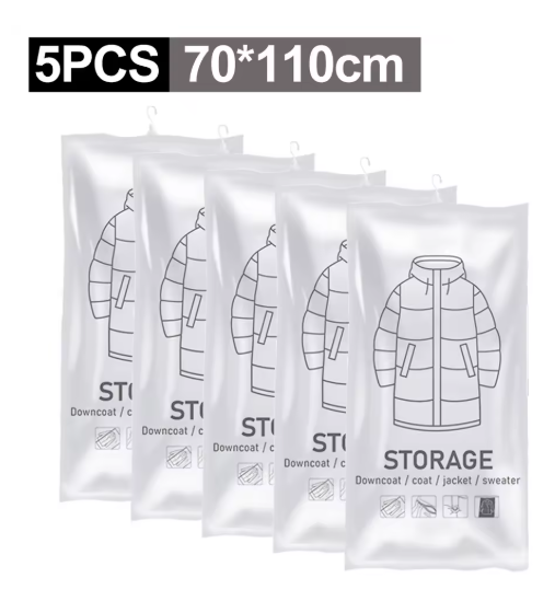 Hanging Vacuum Storage Bags, Hanging Space Saver Bags, Hanging Storage Bags for Clothes, Vacuum Sealed for Suits, Dress, Jacket