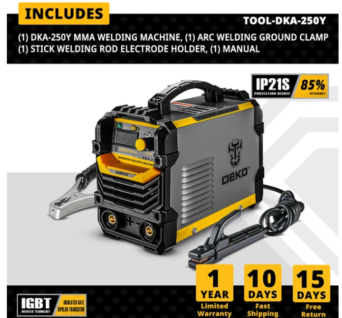 DKA SERIES 120/160/200/250 AMP DC INVERTER ARC WELDER 220V IGBT MMA WELDING MACHINE FOR HOME BEGINNER LIGHTWEIGHT EFFICIENT DEKO