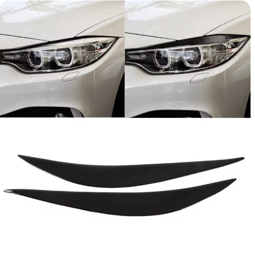 Front Headlight Eyebrow Trim Headlamp Eyelid Cover Sticker Piano Black for 4 Series F32 F33 F36 2012‑2020