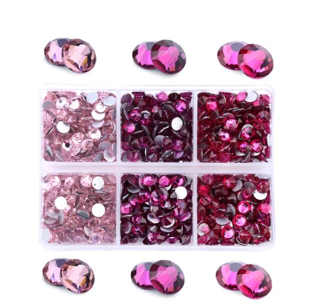 Peach Rhinestones Glitters Crystal Flatback Strass Diamond Gem Glue on Loose 3D Glitter Crystal Rhinestones For Nail Decoration