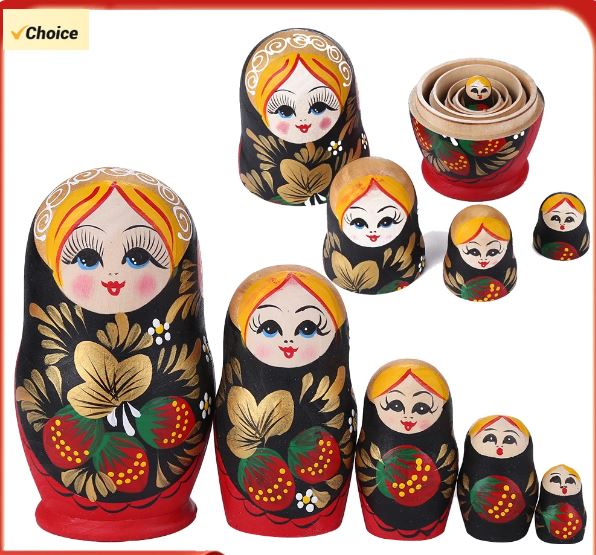 5/10 Layers Russian Dolls Cartoon Girl Wooden Dolls Babushka Russian Artwork Children Handicraft Gifts Home Decor